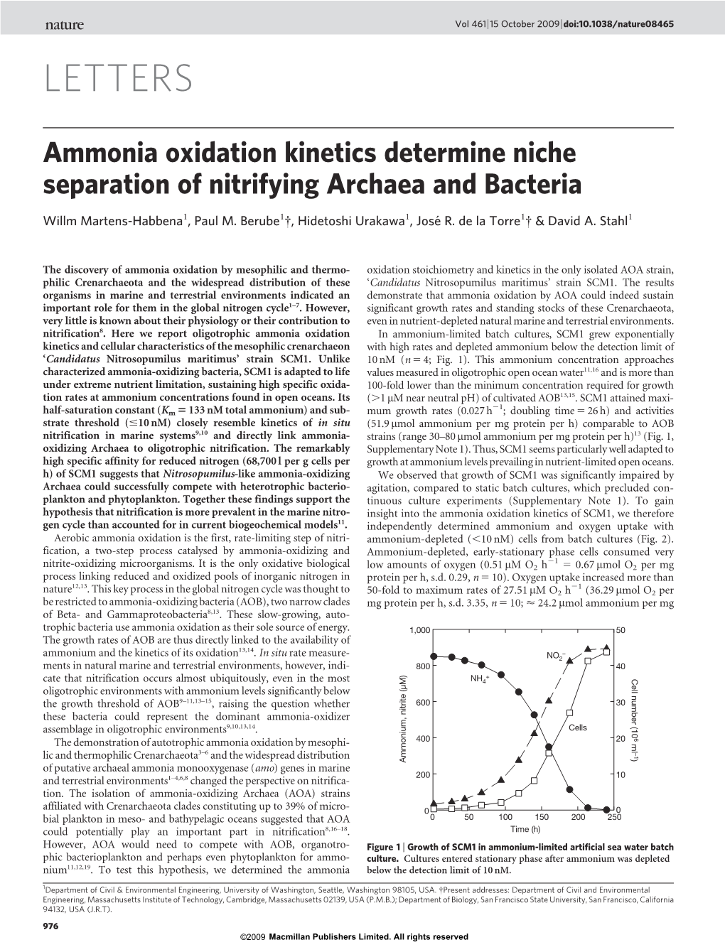 Martens-Habbena Et Al., 2009. “Ammonia Oxidation Kinetics