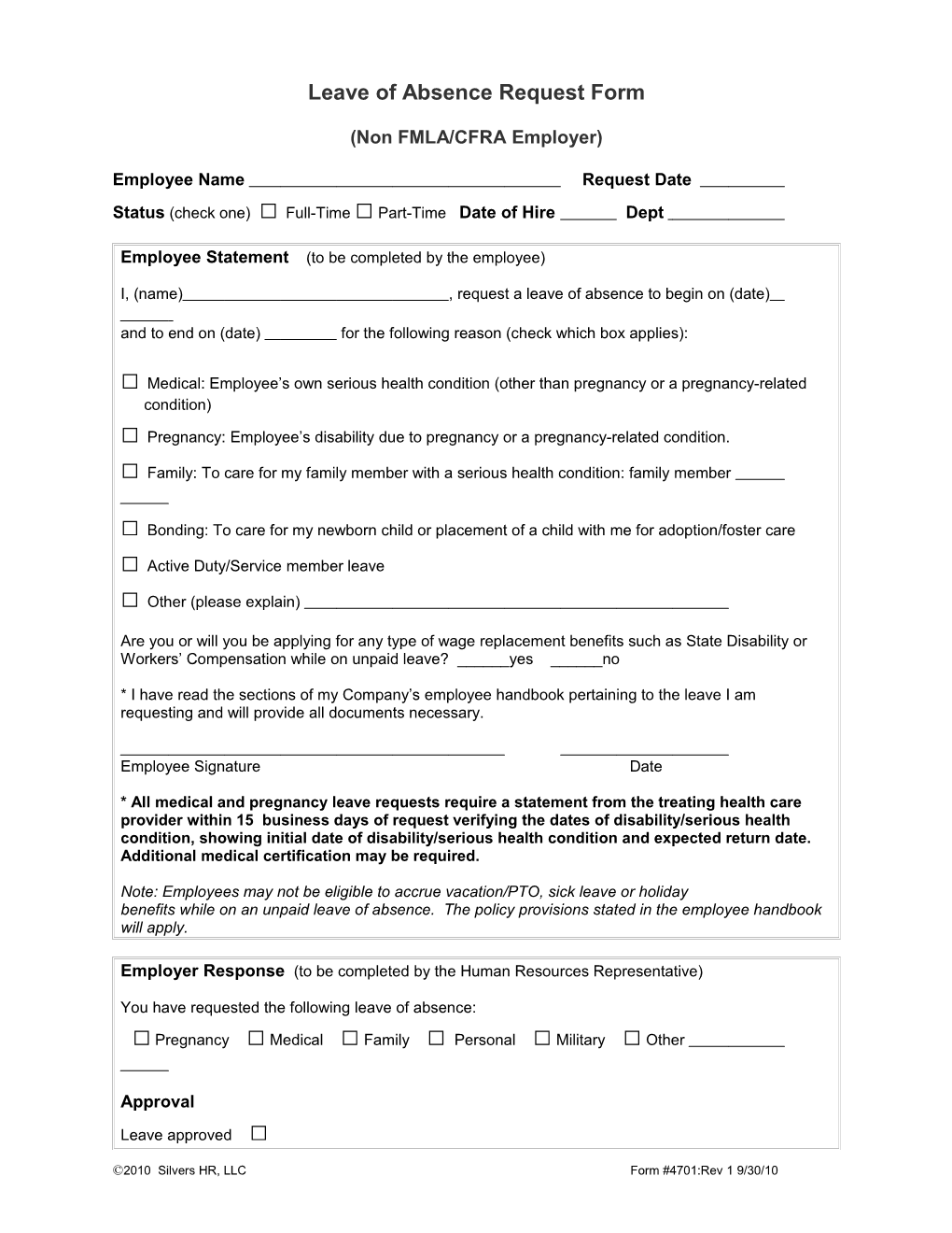 Leave of Absence Request Form