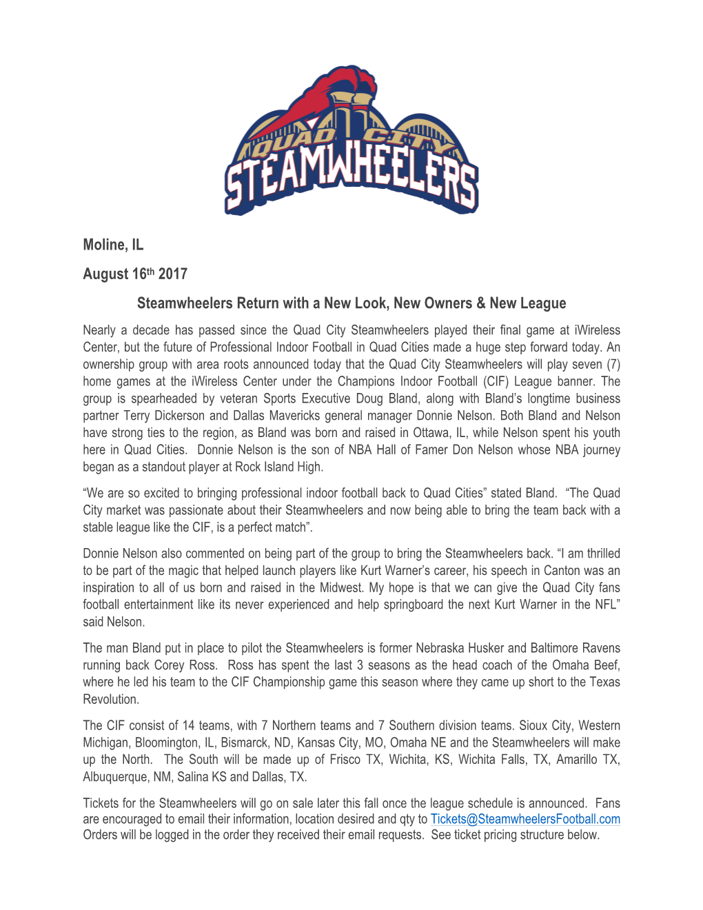 Moline, IL August 16Th 2017 Steamwheelers Return with a New