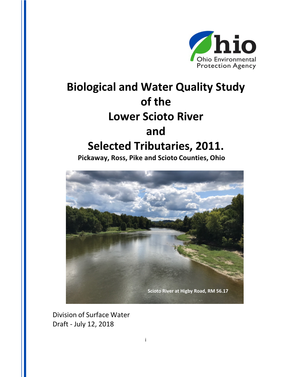 Biological and Water Quality Study of the Lower Scioto River and Selected Tributaries, 2011