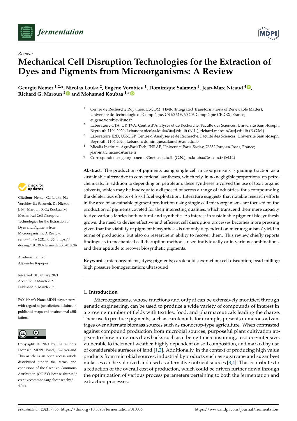 Mechanical Cell Disruption Technologies for the Extraction of Dyes and Pigments from Microorganisms: a Review