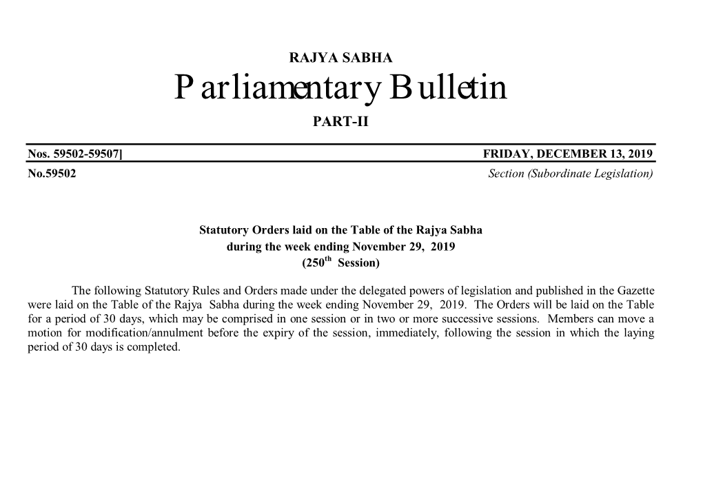 Parliamentary Bulletin