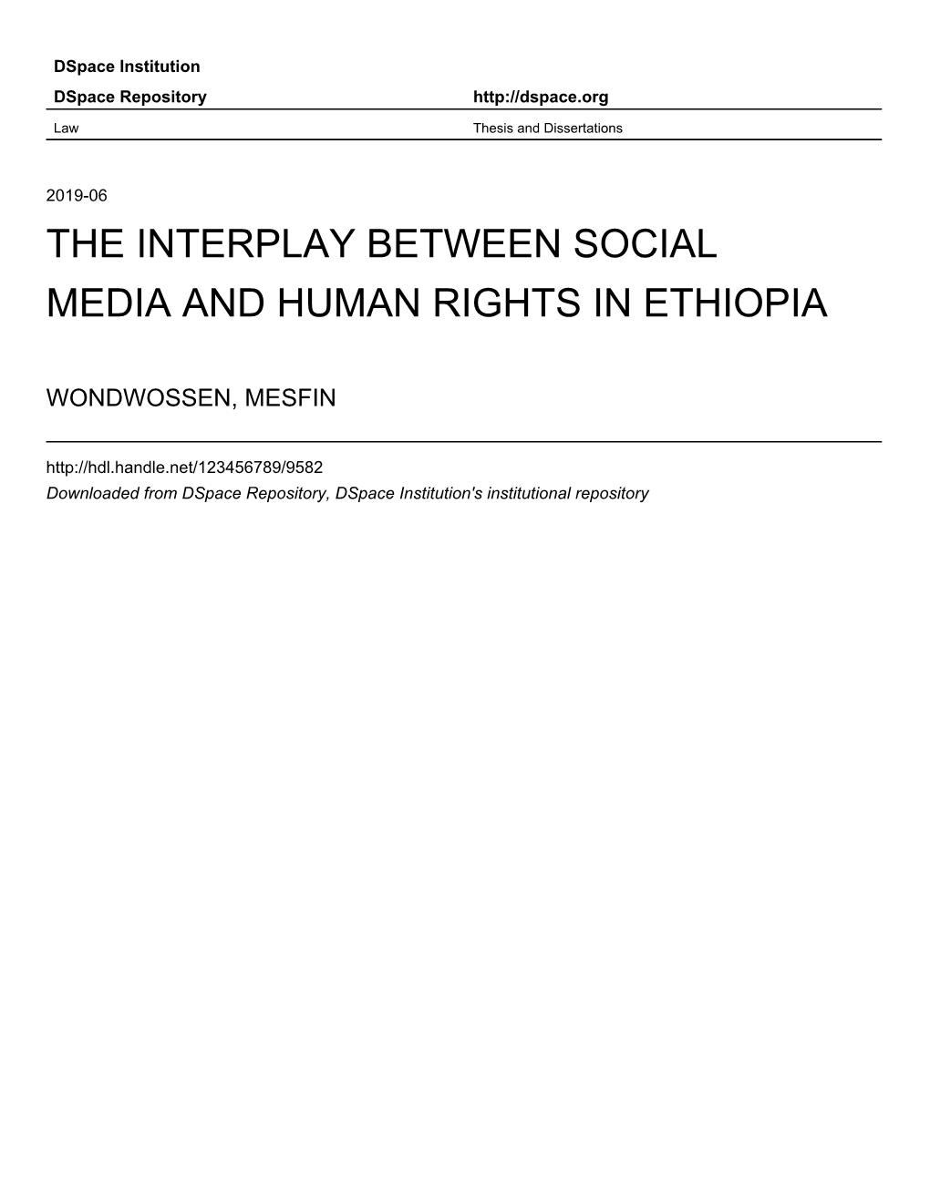 The Interplay Between Social Media and Human Rights in Ethiopia