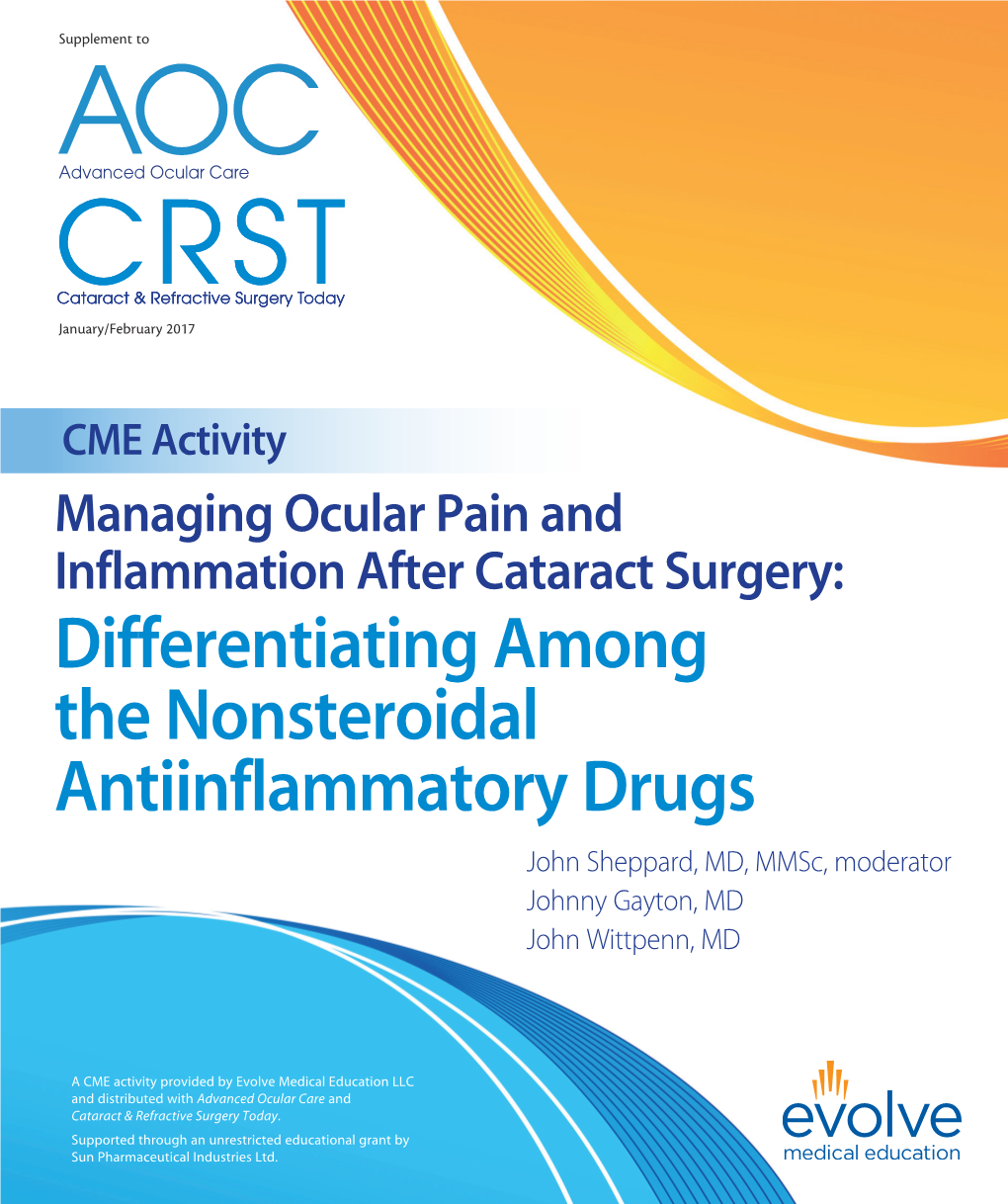 Differentiating Among the Nonsteroidal Antiinflammatory Drugs John Sheppard, MD, Mmsc, Moderator Johnny Gayton, MD John Wittpenn, MD