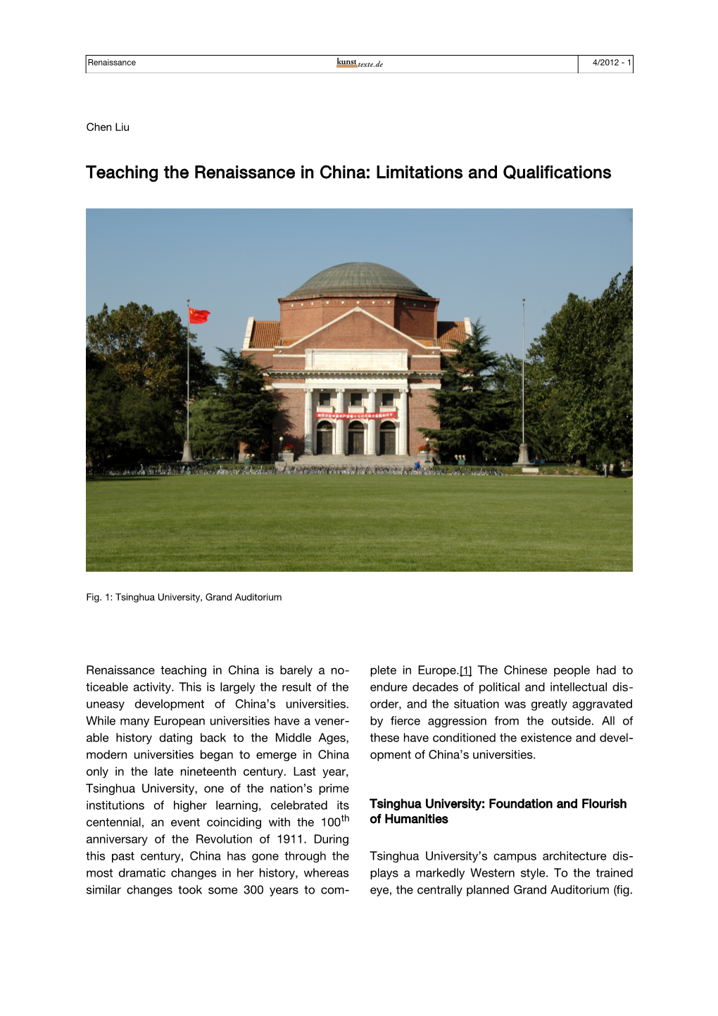 Teaching the Renaissance in China: Limitations and Qualifications