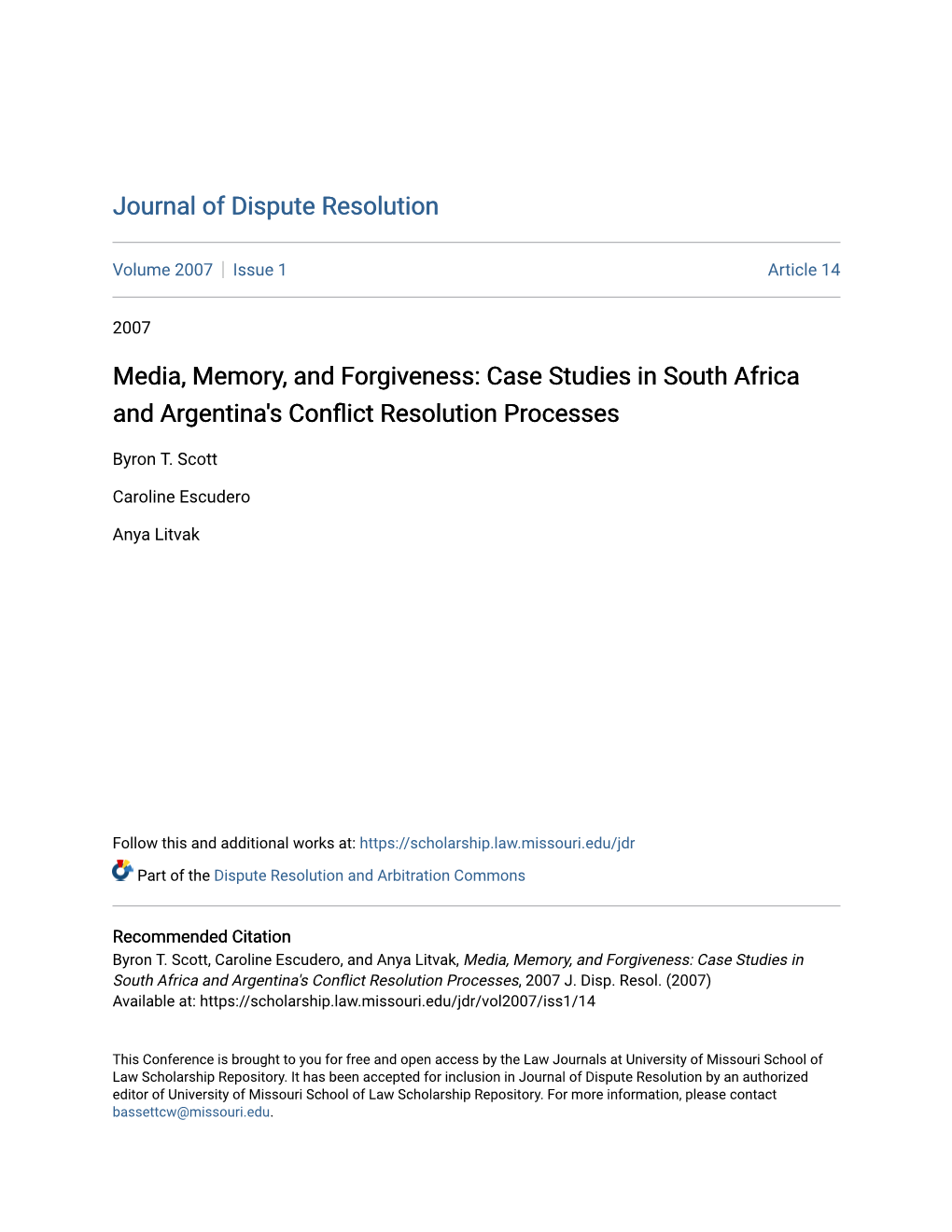 Case Studies in South Africa and Argentina's Conflict Resolution Processes