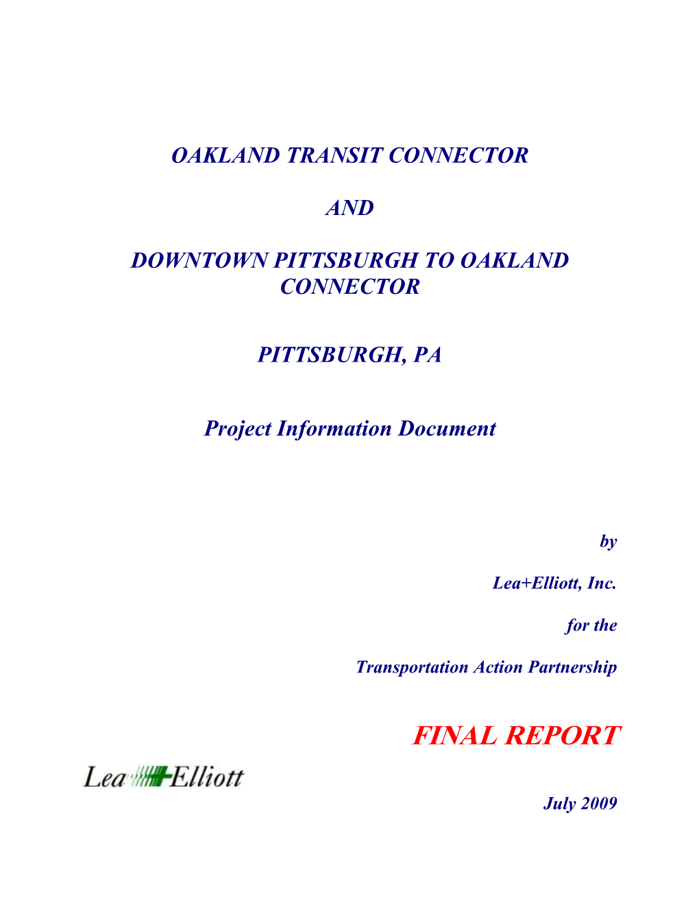 2009 Oakland Transit Connector and Downtown Pittsburgh to Oakland