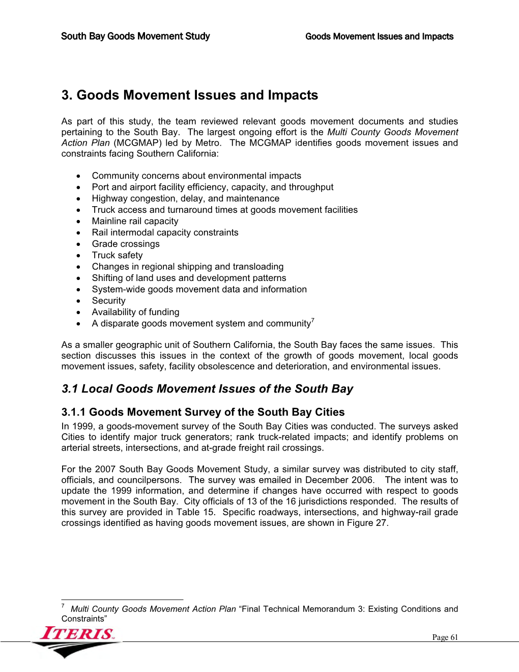 3. Goods Movement Issues and Impacts