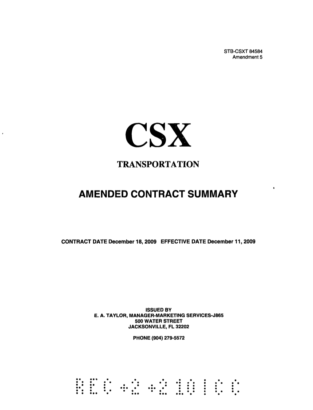 Amended Contract Summary