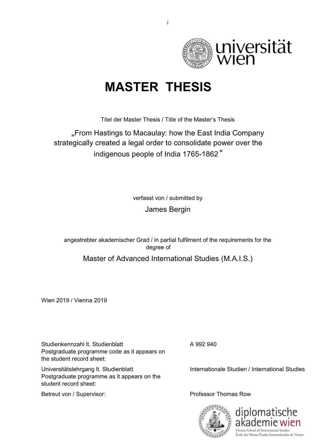 Master Thesis