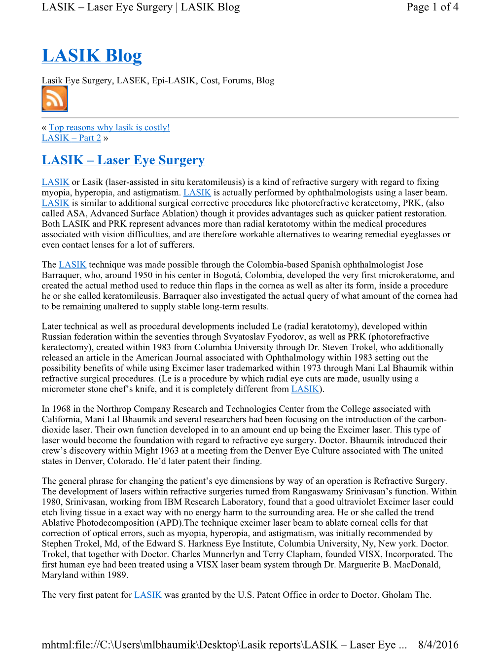 LASIK – Laser Eye Surgery | LASIK Blog Page 1 of 4