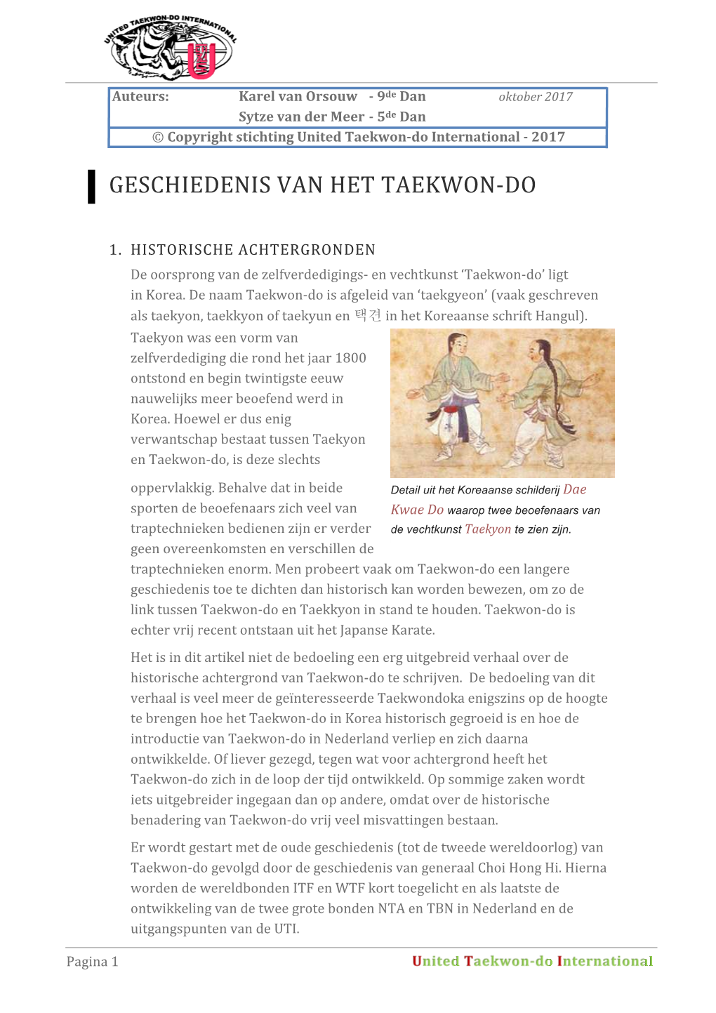 Geschiedenis Van Het Taekwon-Do