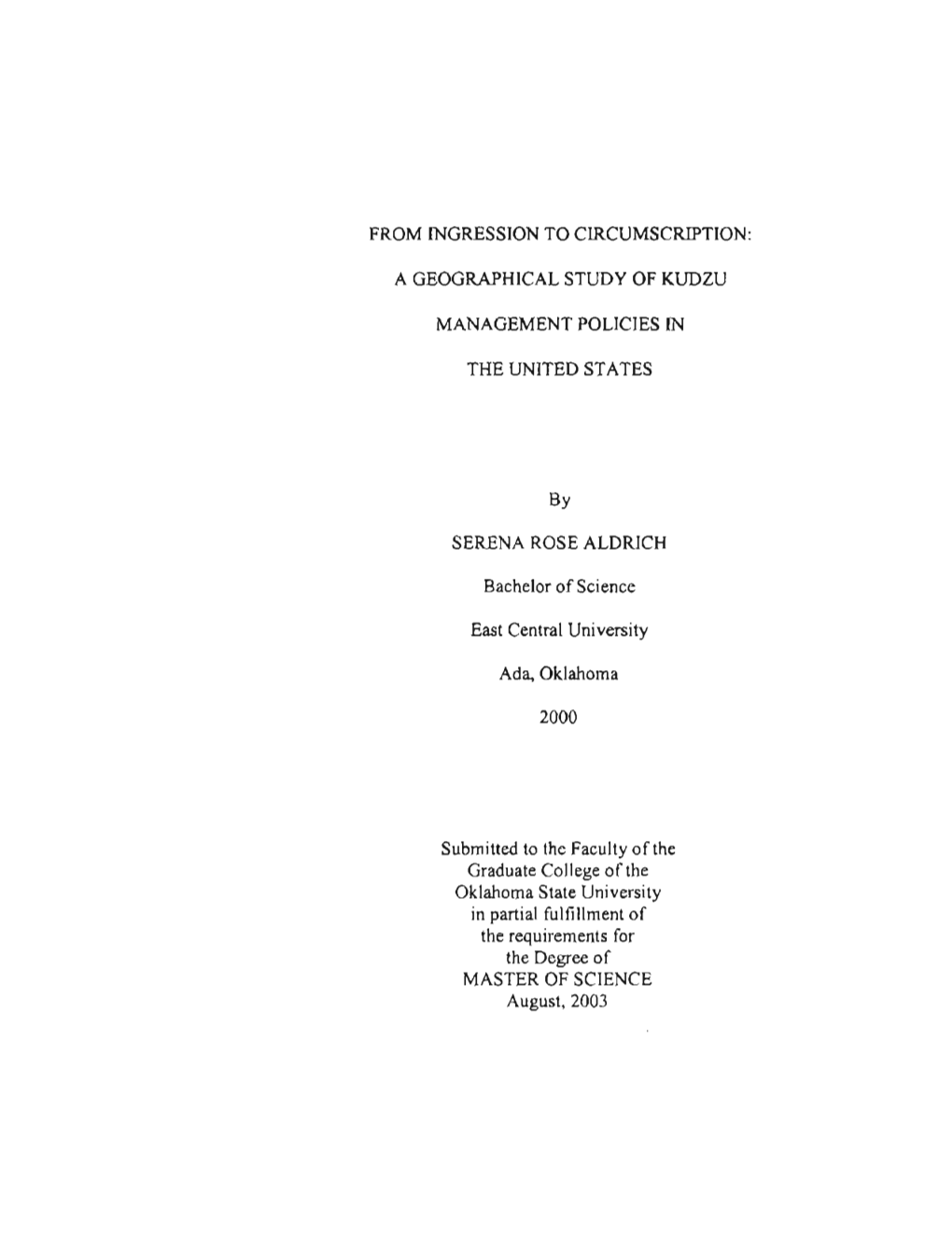 A Geographical Study of Kudzu Management Policies in the United States