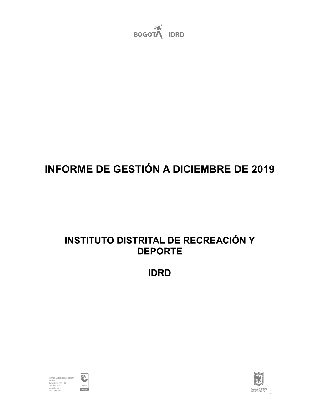 Informe De Gestión a Diciembre De 2019