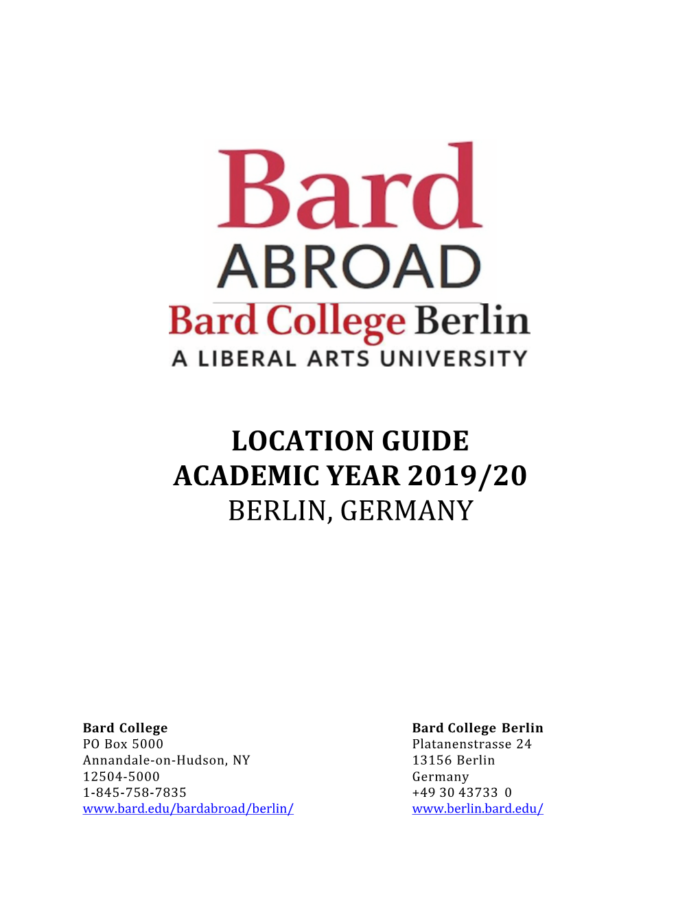 Location Guide Academic Year 2019/20 Berlin, Germany