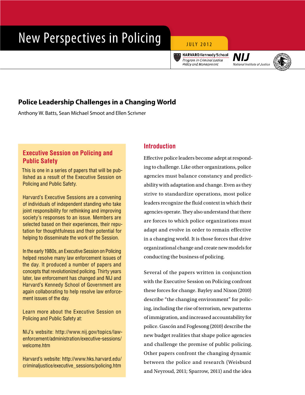 Police Leadership Challenges in a Changing World Anthony W