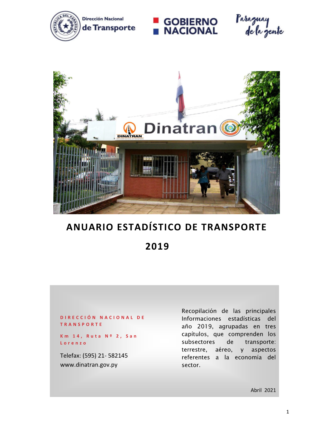 Anuario Estadístico De Transporte 2019
