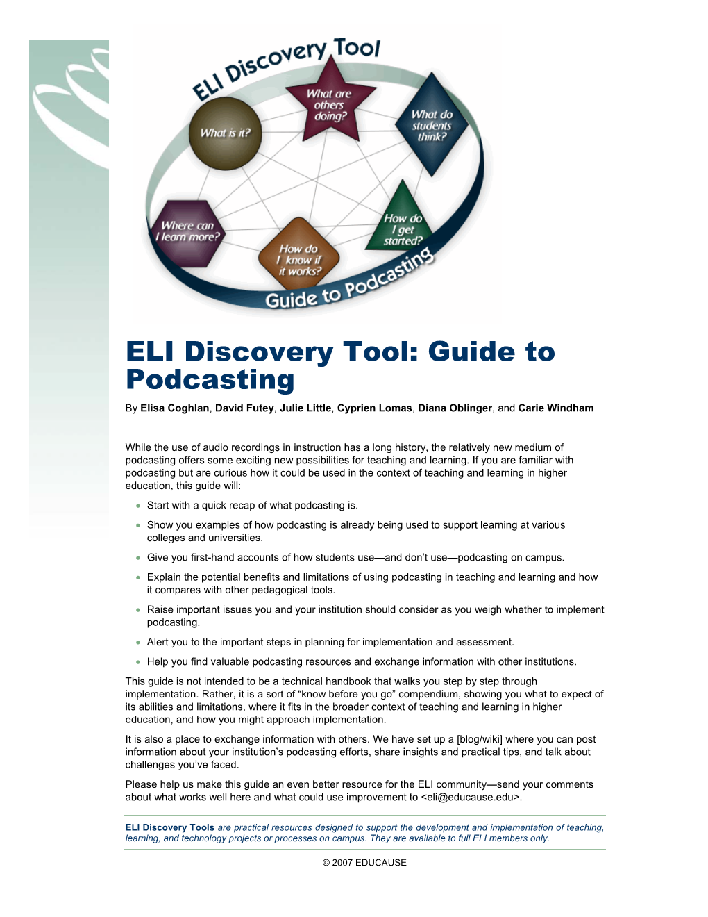 ELI Guide to Podcasting