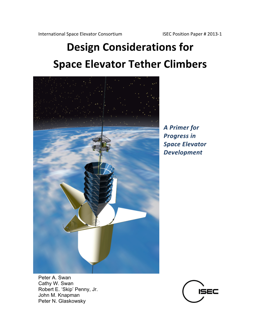 Design'considerations'for'' Space'elevator'tether'climbers' ! ! ! ! ! ! A