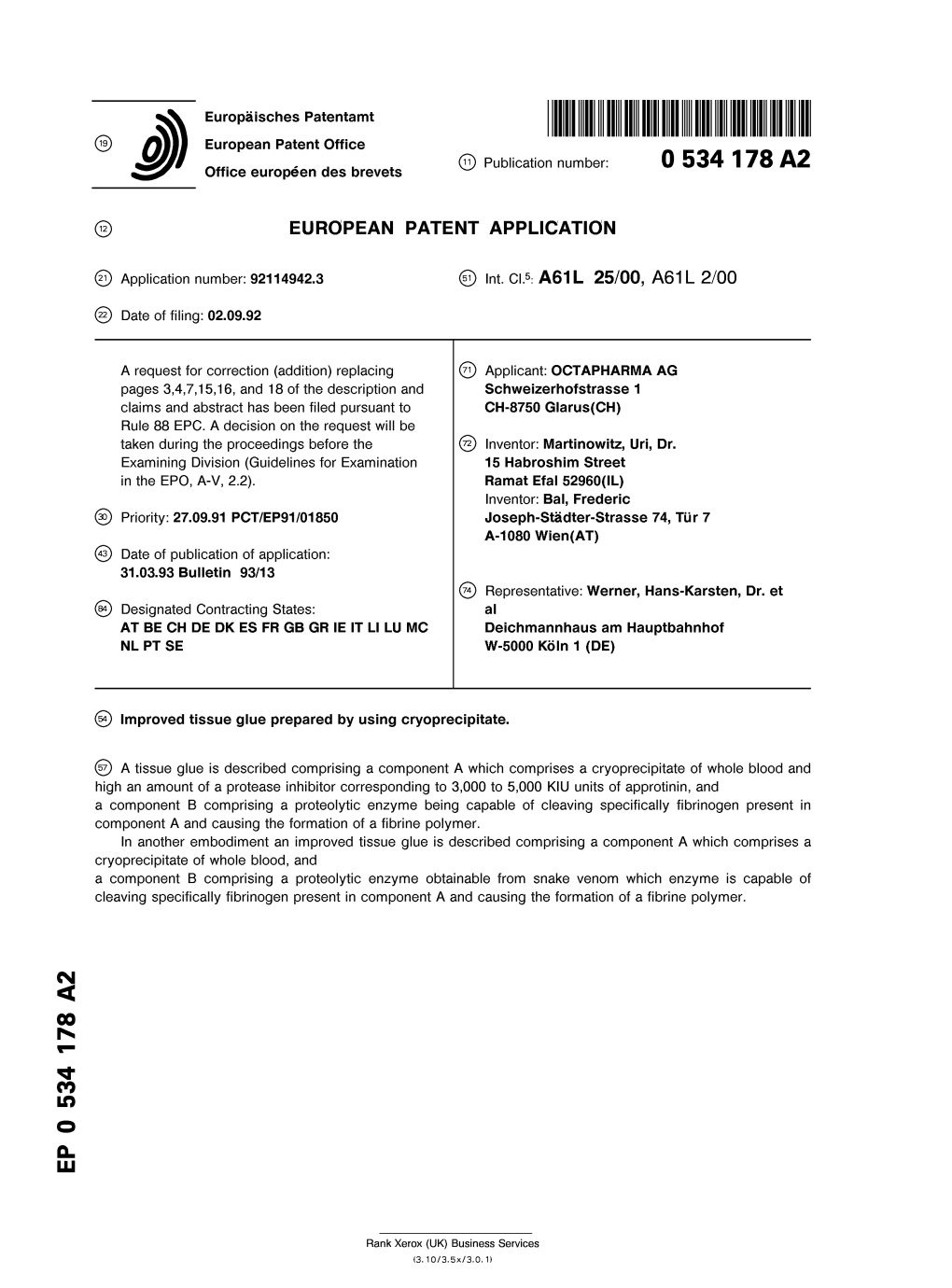 Improved Tissue Glue Prepared by Using Cryoprecipitate