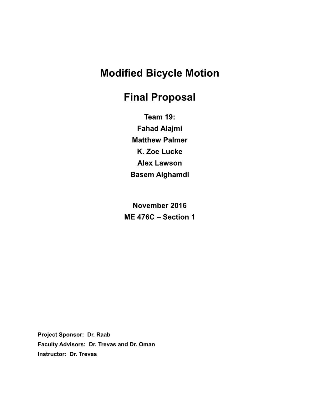 Modified Bicycle Motion Final Proposal