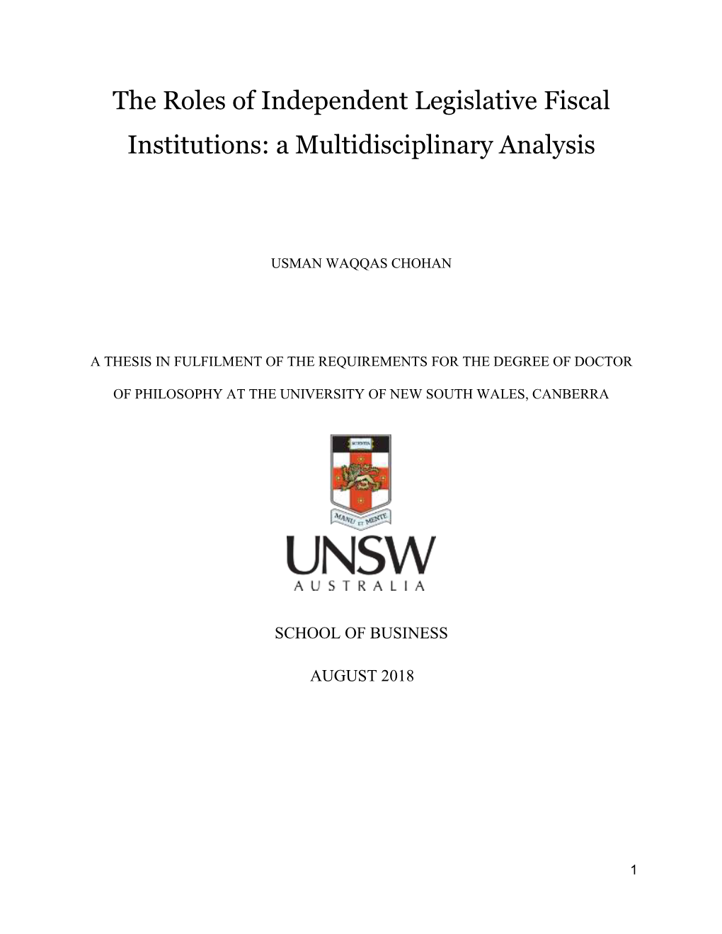 The Roles of Independent Legislative Fiscal Institutions: a Multidisciplinary Analysis