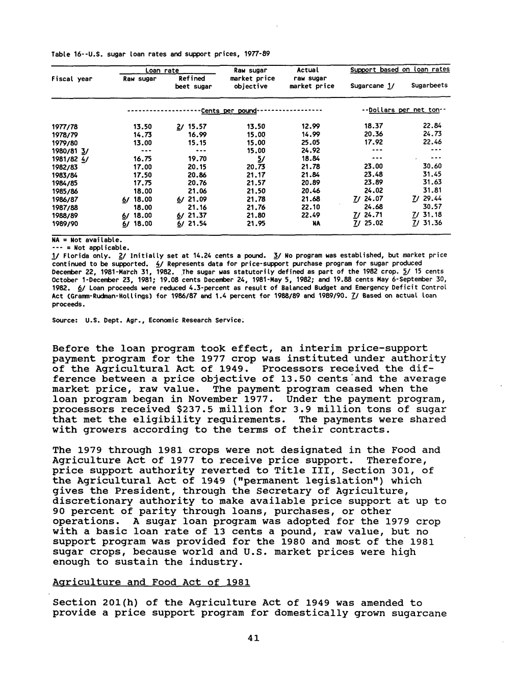 Sugar: Background for 1990 Farm Legislation