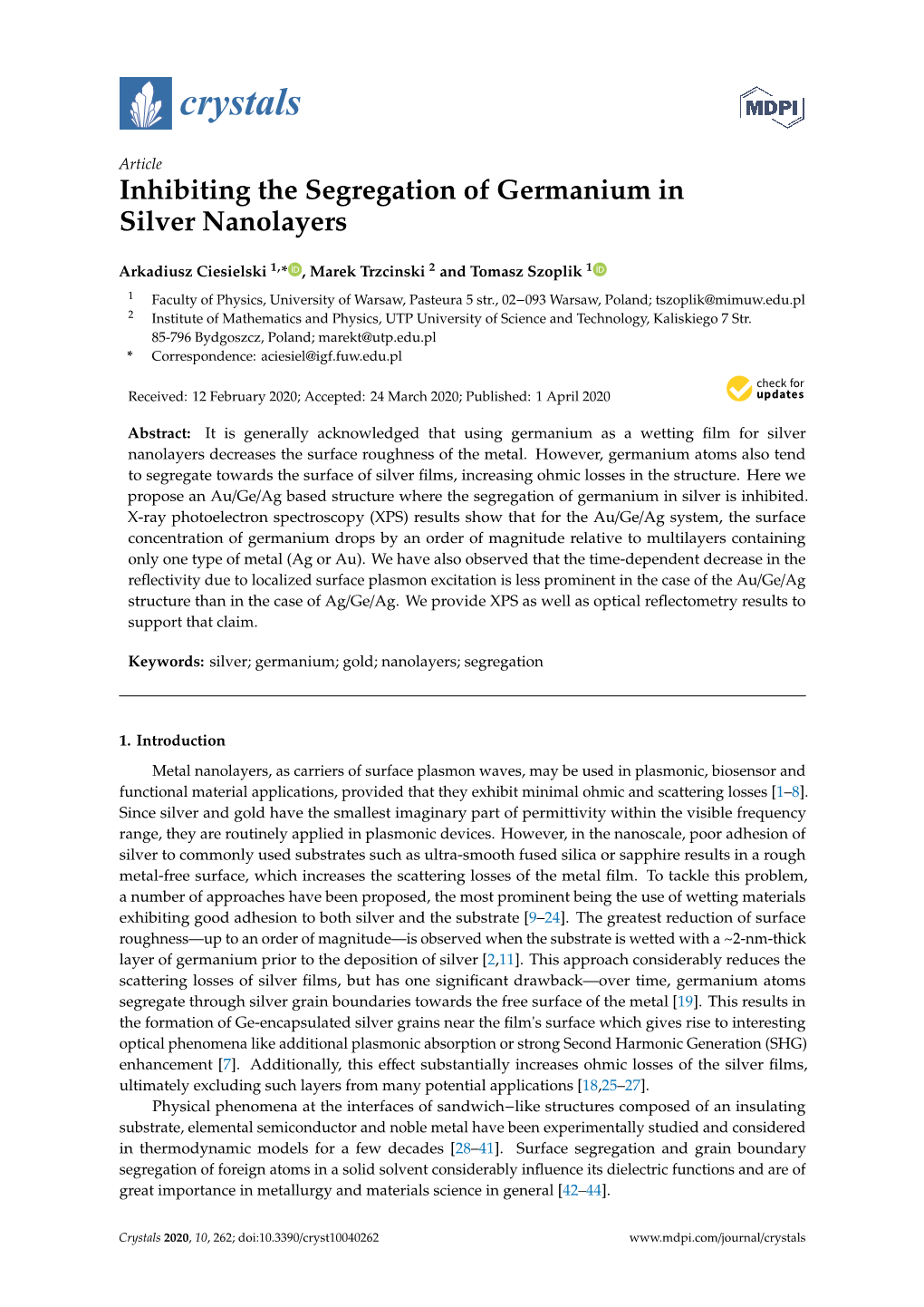 Inhibiting the Segregation of Germanium in Silver Nanolayers