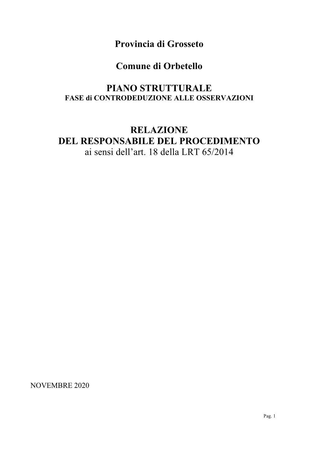 Provincia Di Grosseto Comune Di Orbetello PIANO STRUTTURALE