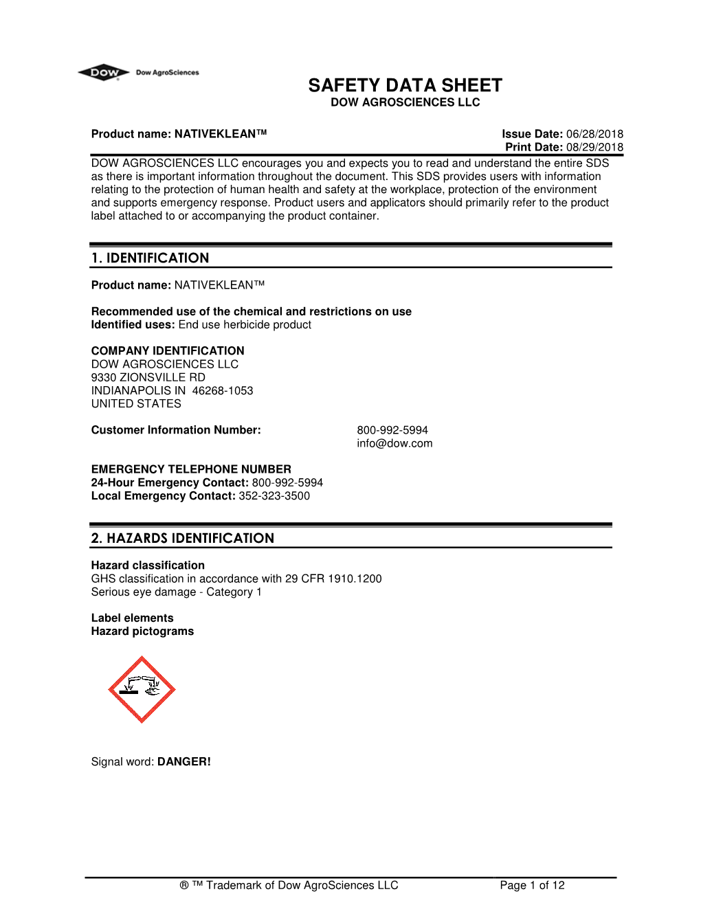 SDS As There Is Important Information Throughout the Document