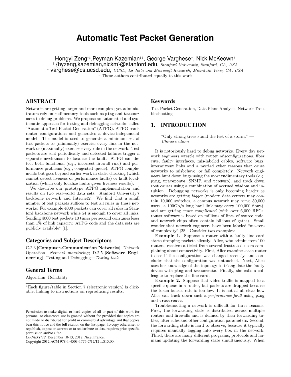 Automatic Test Packet Generation