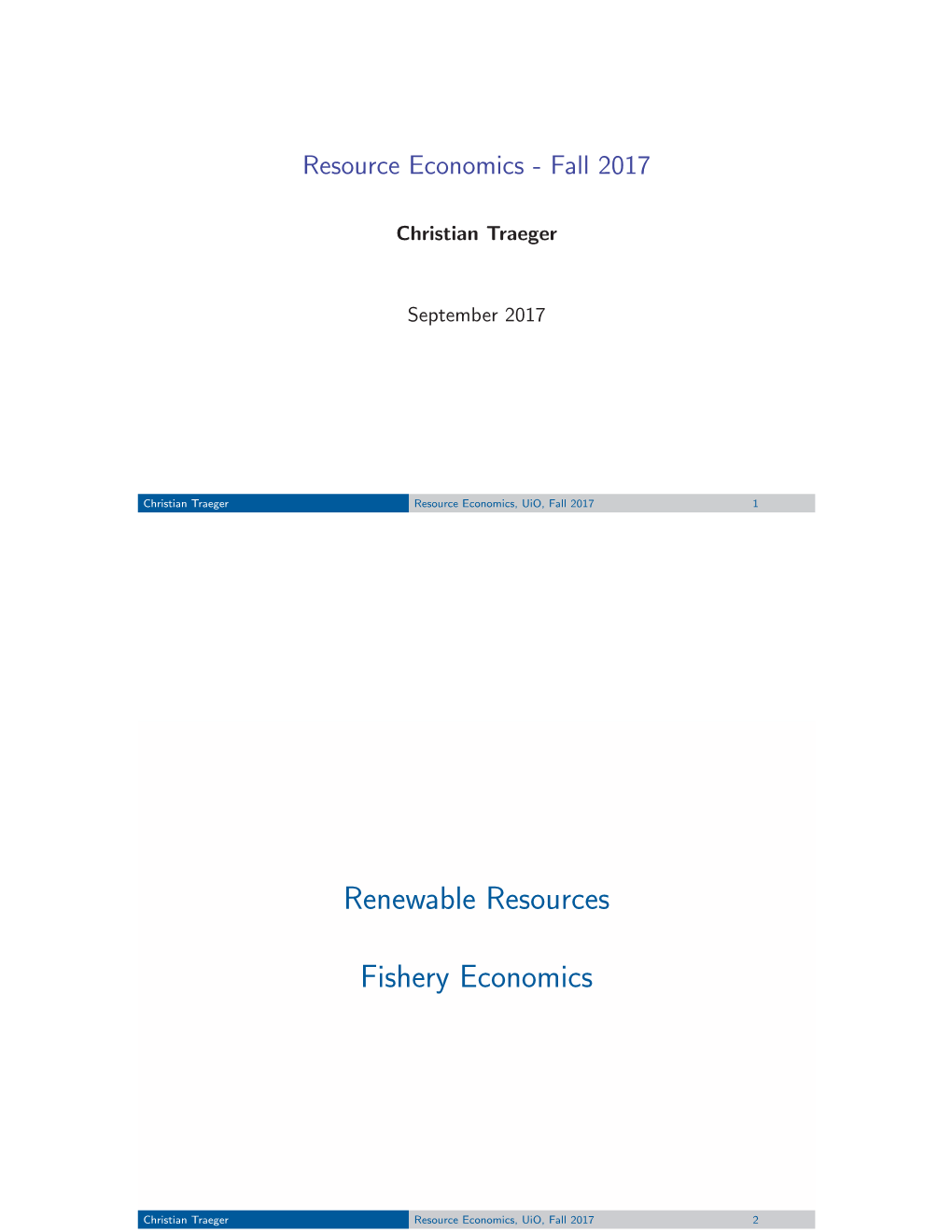 Resource Economics - Fall 2017
