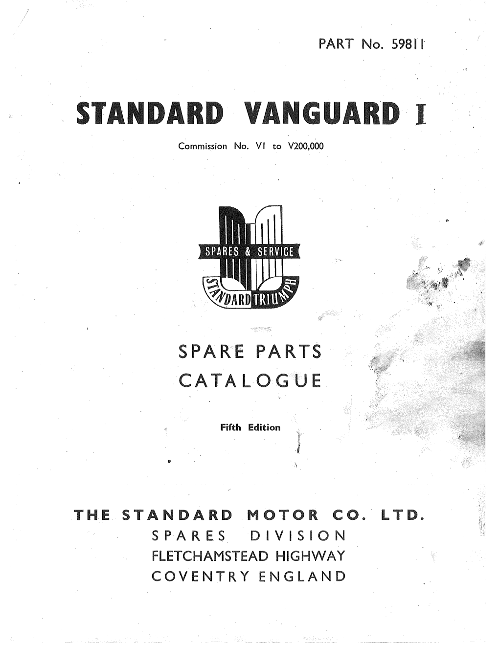 Standard Vanguard I Spare Parts Catalogue