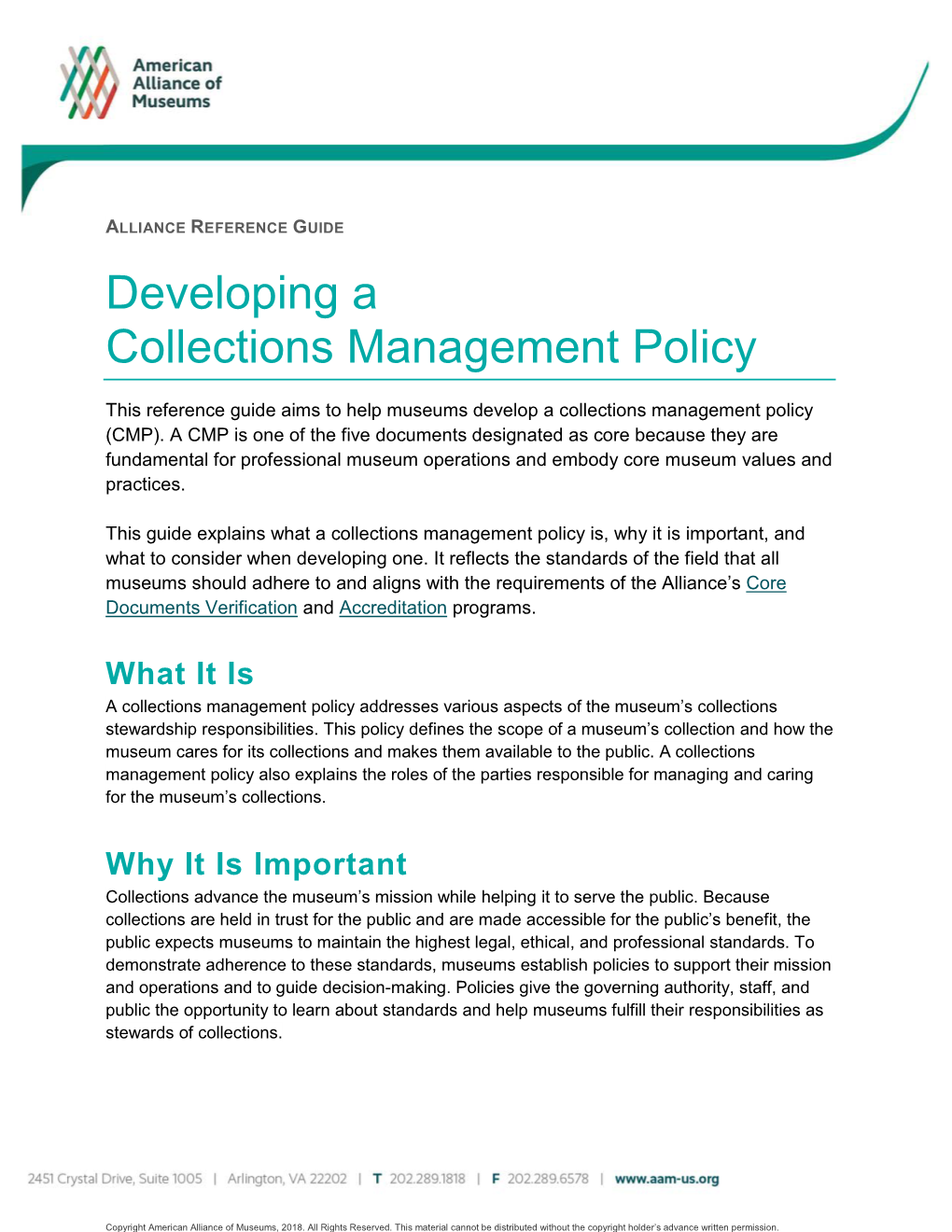 Developing a Collections Management Policy