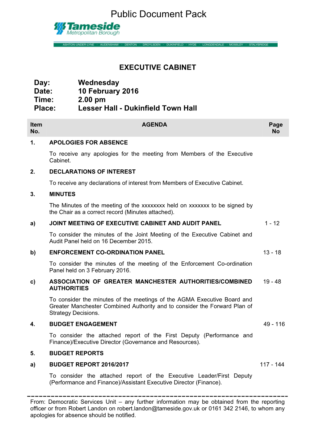 (Public Pack)Agenda Document for Executive Cabinet, 10/02/2016 14:00