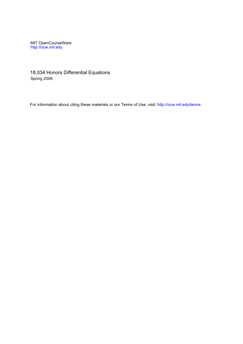 18.034 Honors Differential Equations Spring 2009