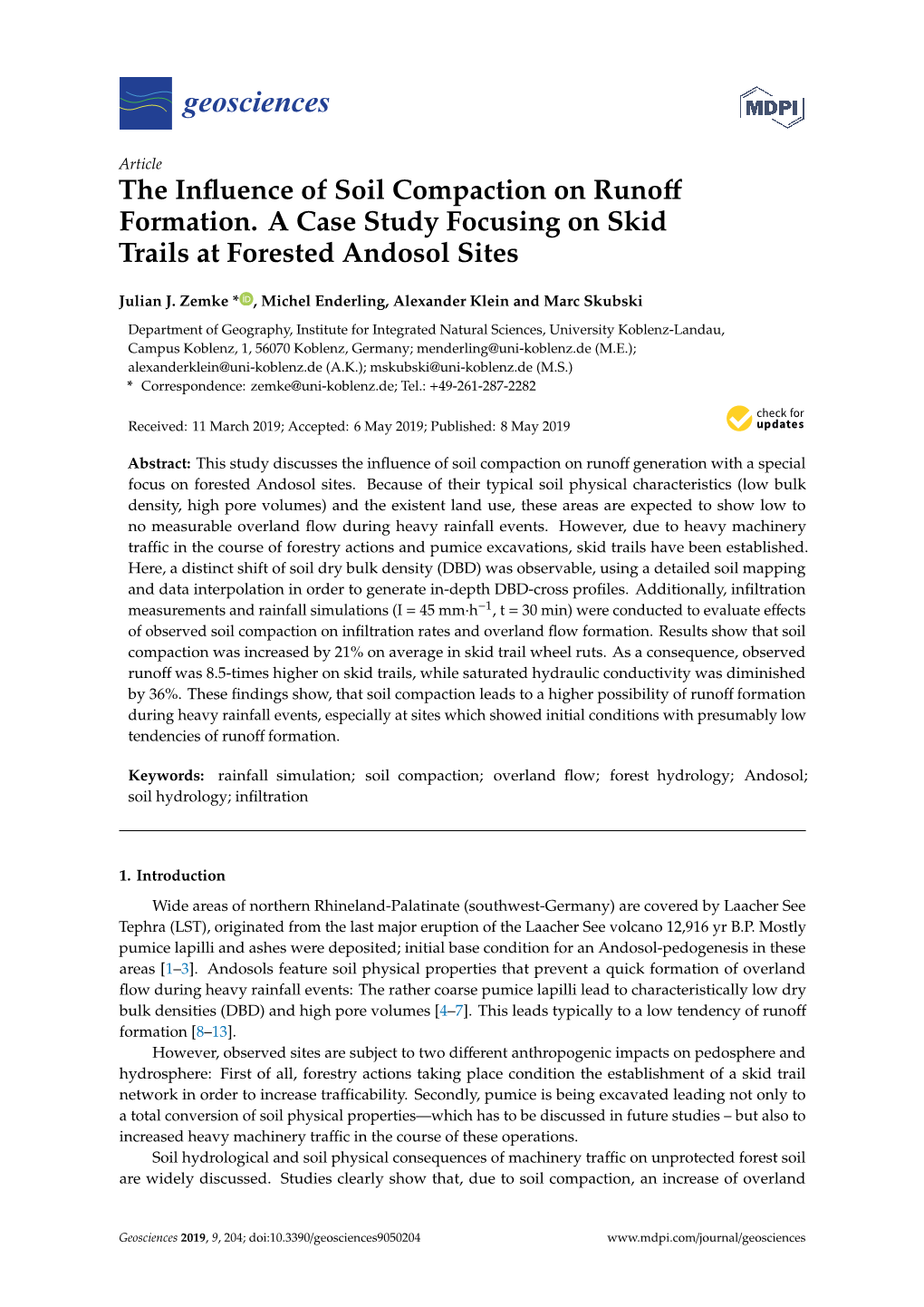 The Influence of Soil Compaction on Runoff Formation. a Case Study