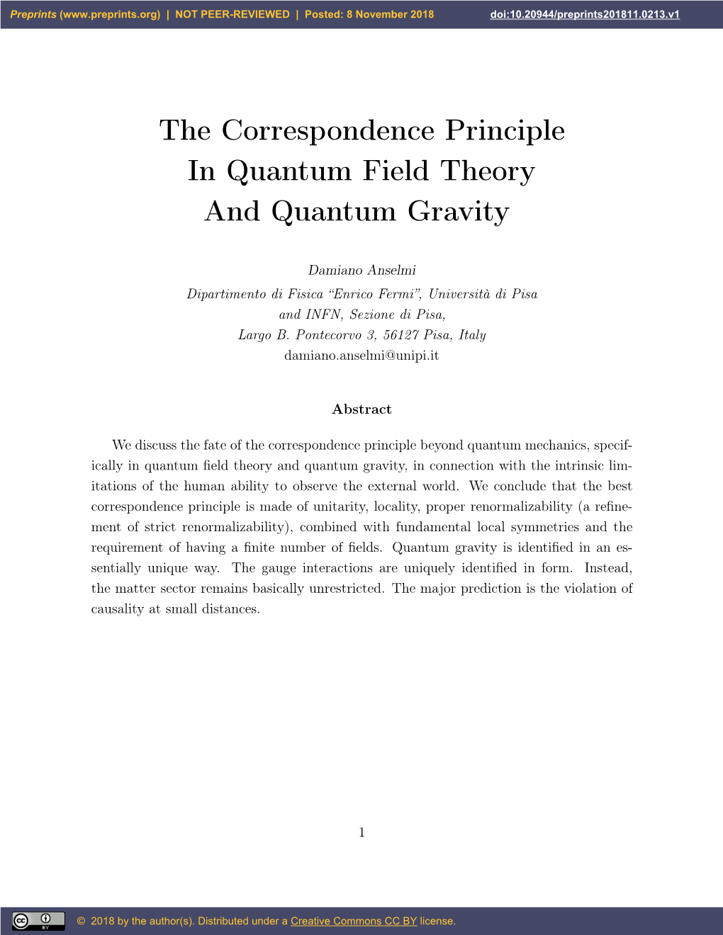 The Correspondence Principle in Quantum Field Theory and Quantum Gravity