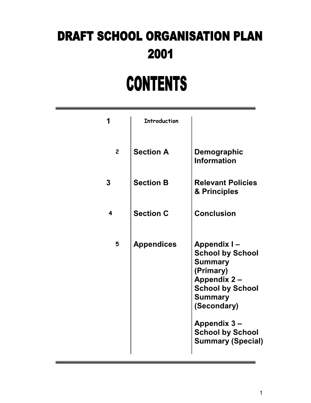 1 Section a Demographic Information 3 Section B Relevant Policies