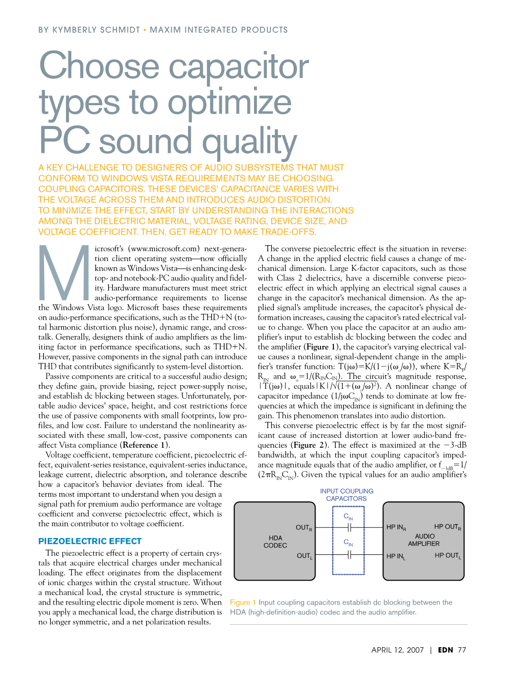 Choose Capacitor Types to Optimize PC Sound Quality