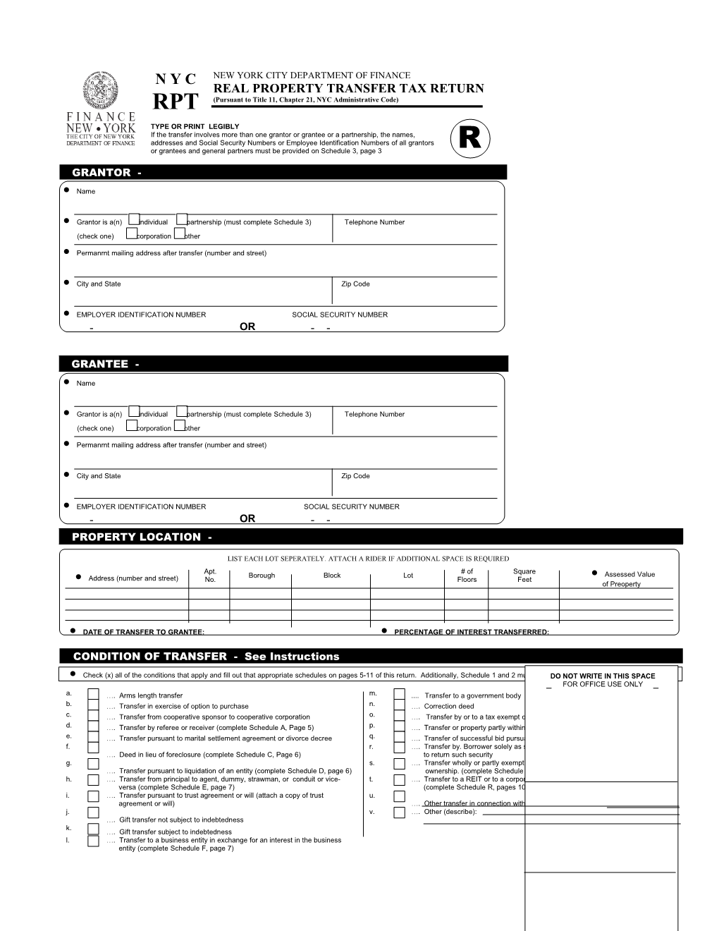 Grantor Is A(N) Individual Partnership (Must Complete Schedule 3) Telephone Number