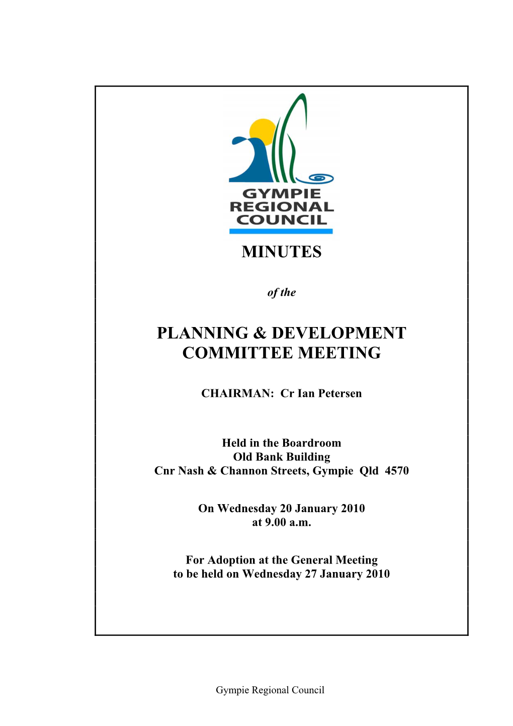 2010-01-20 Planning & Development Committee Meeting Minutes