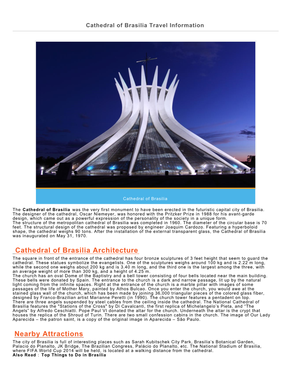 Cathedral of Brasilia Travel Information
