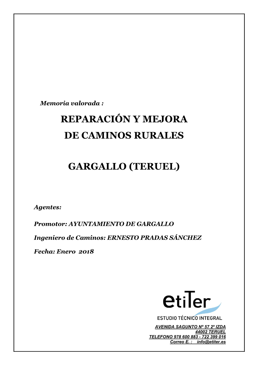 Reparación Y Mejora De Caminos Rurales Gargallo