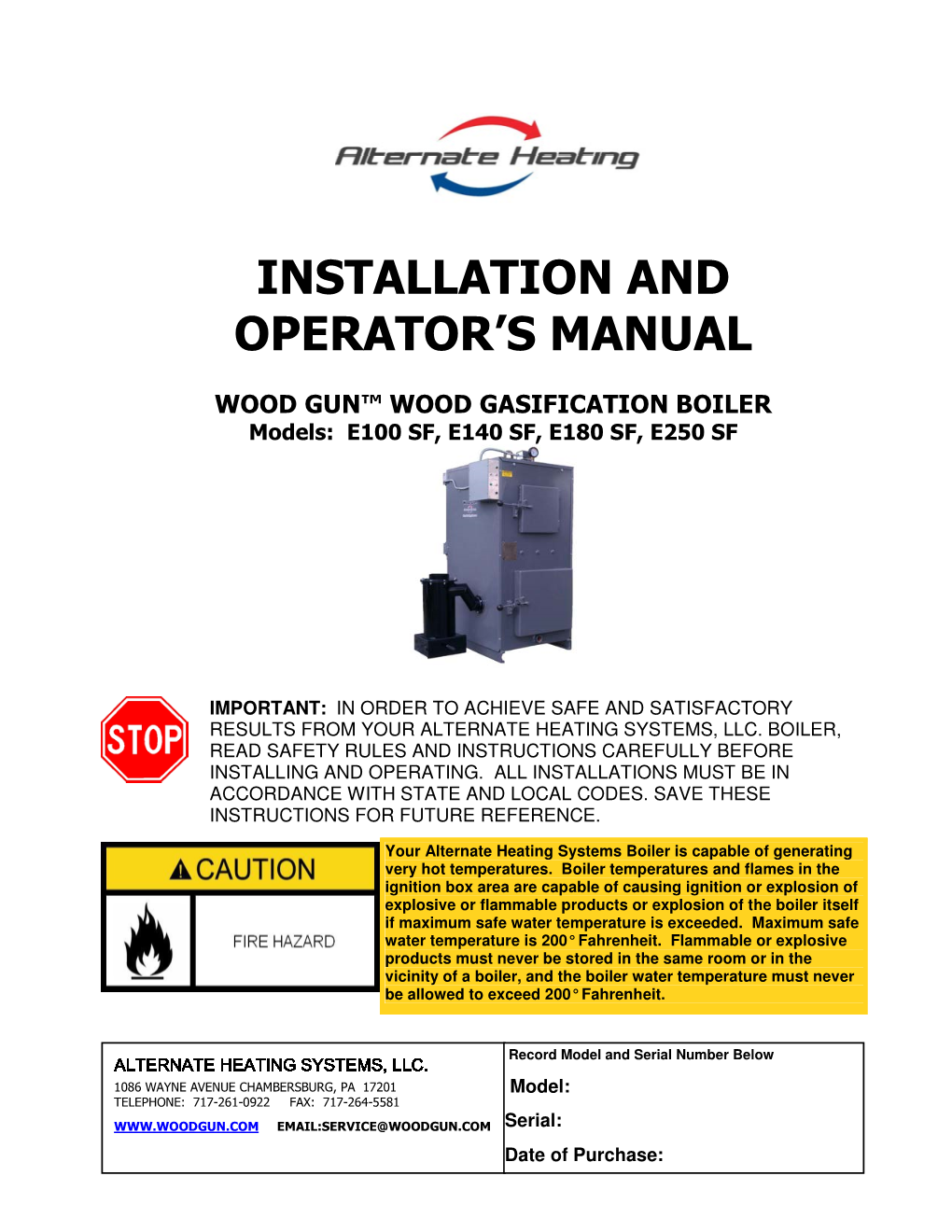 Installation and Operator's Manual