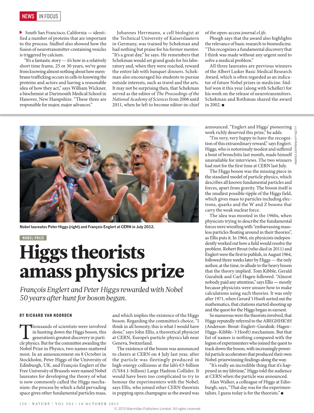 Higgs Theorists Amass Physics Prize