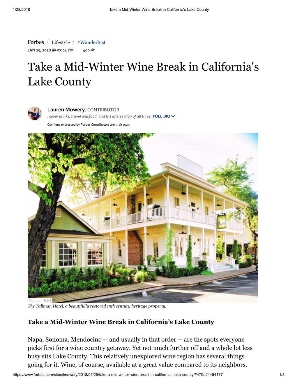 Take a Mid-Winter Wine Break in California's Lake County