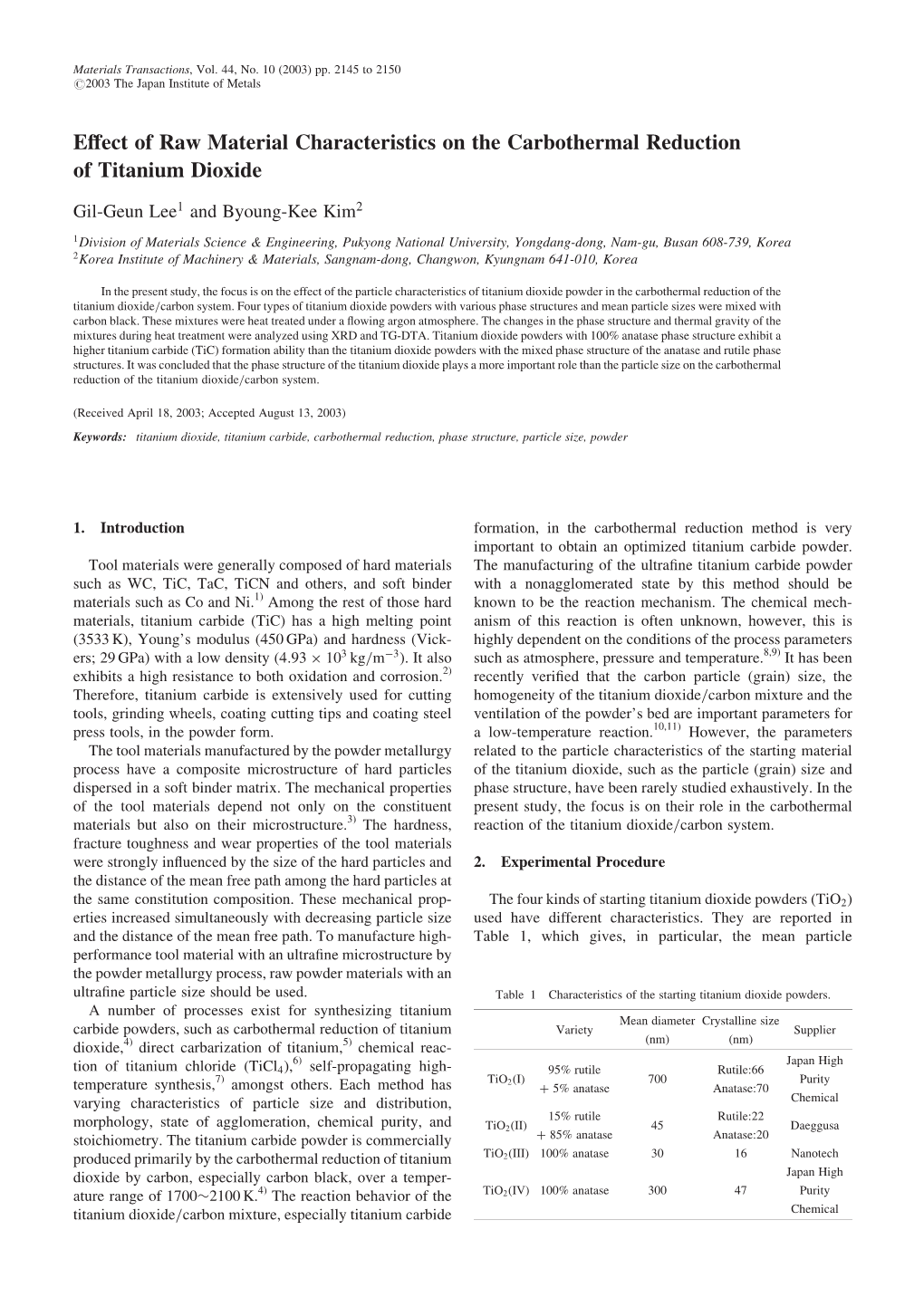 Effect of Raw Material Characteristics on the Carbothermal Reduction Of