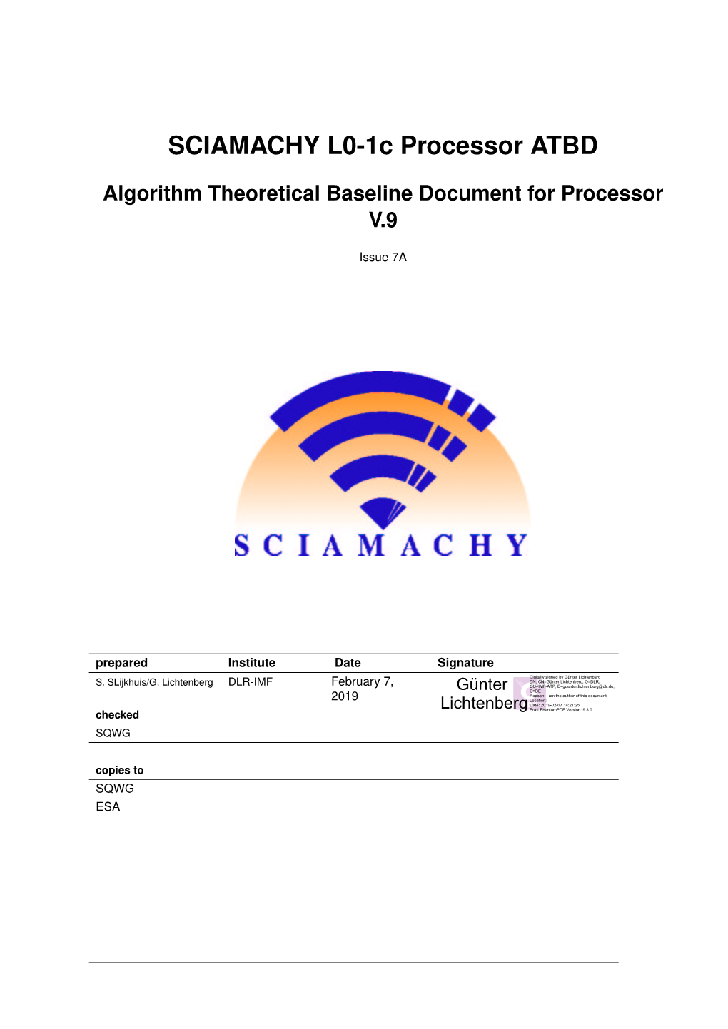 SCIAMACHY L0-1C Processor ATBD