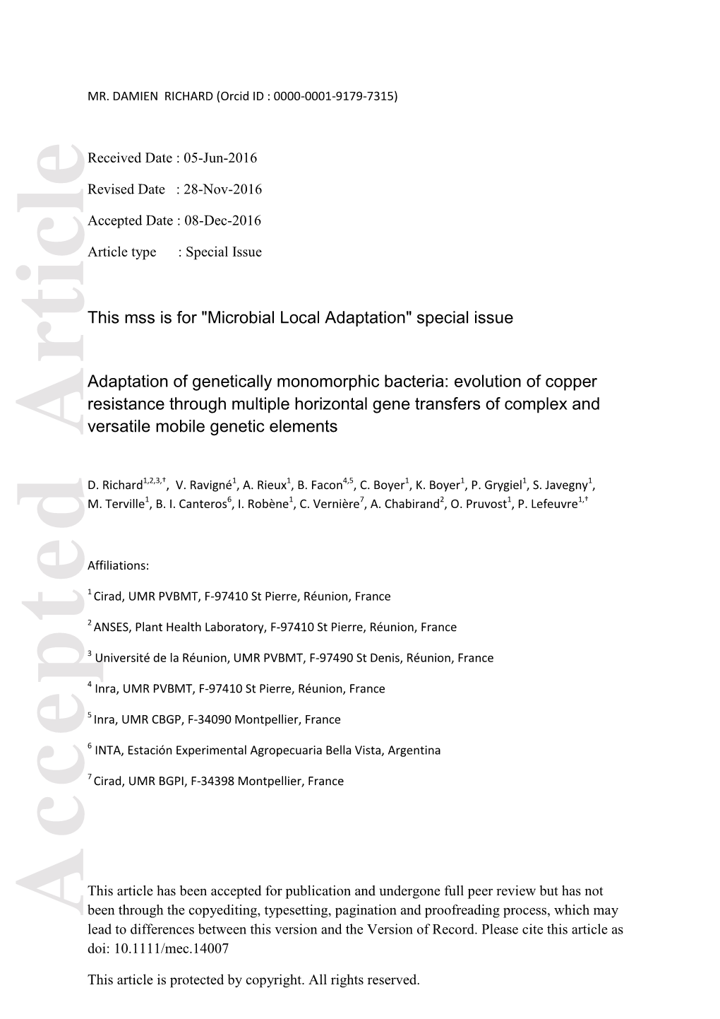 Adaptation of Genetically Monomorphic Bacteria